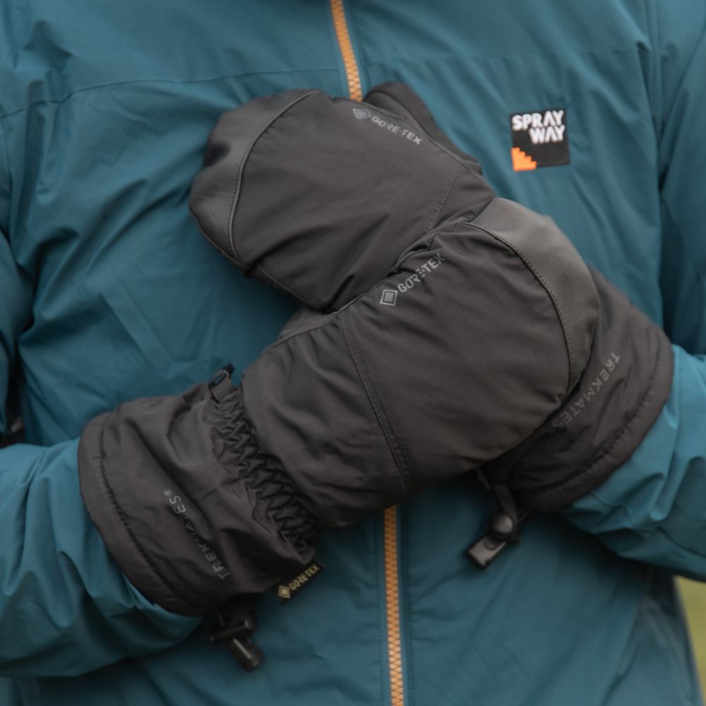 Person wearing Chamonix GTX Mitt with hands crossed.
