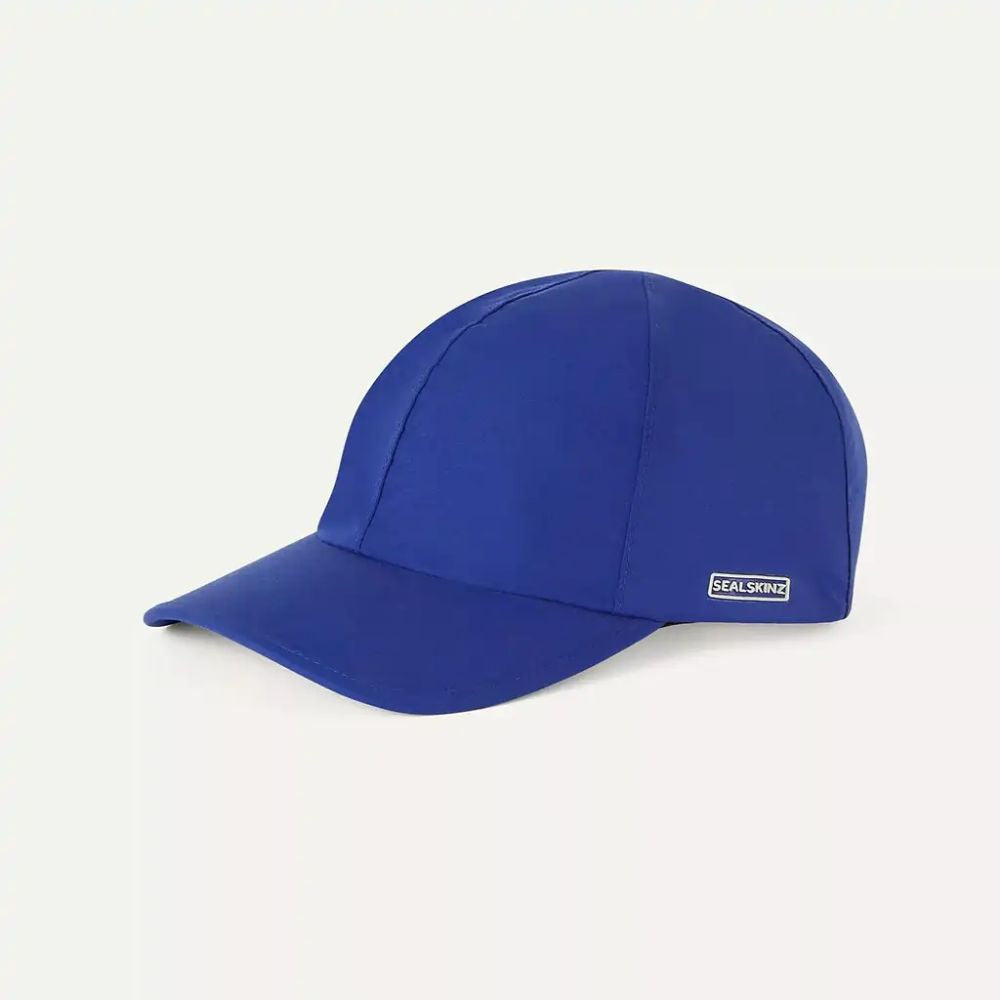Angled View Of Royal Blue Waterproof All Weather Cap.
