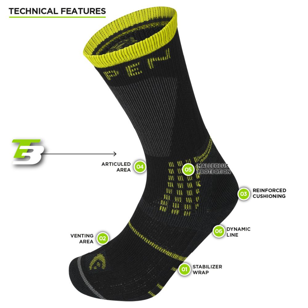 technical features of T3 All Season Trekker Eco Unisex Socks.
