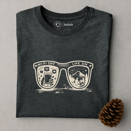 Wifi Off. Life On. Organic Tee - Dark Heather Grey