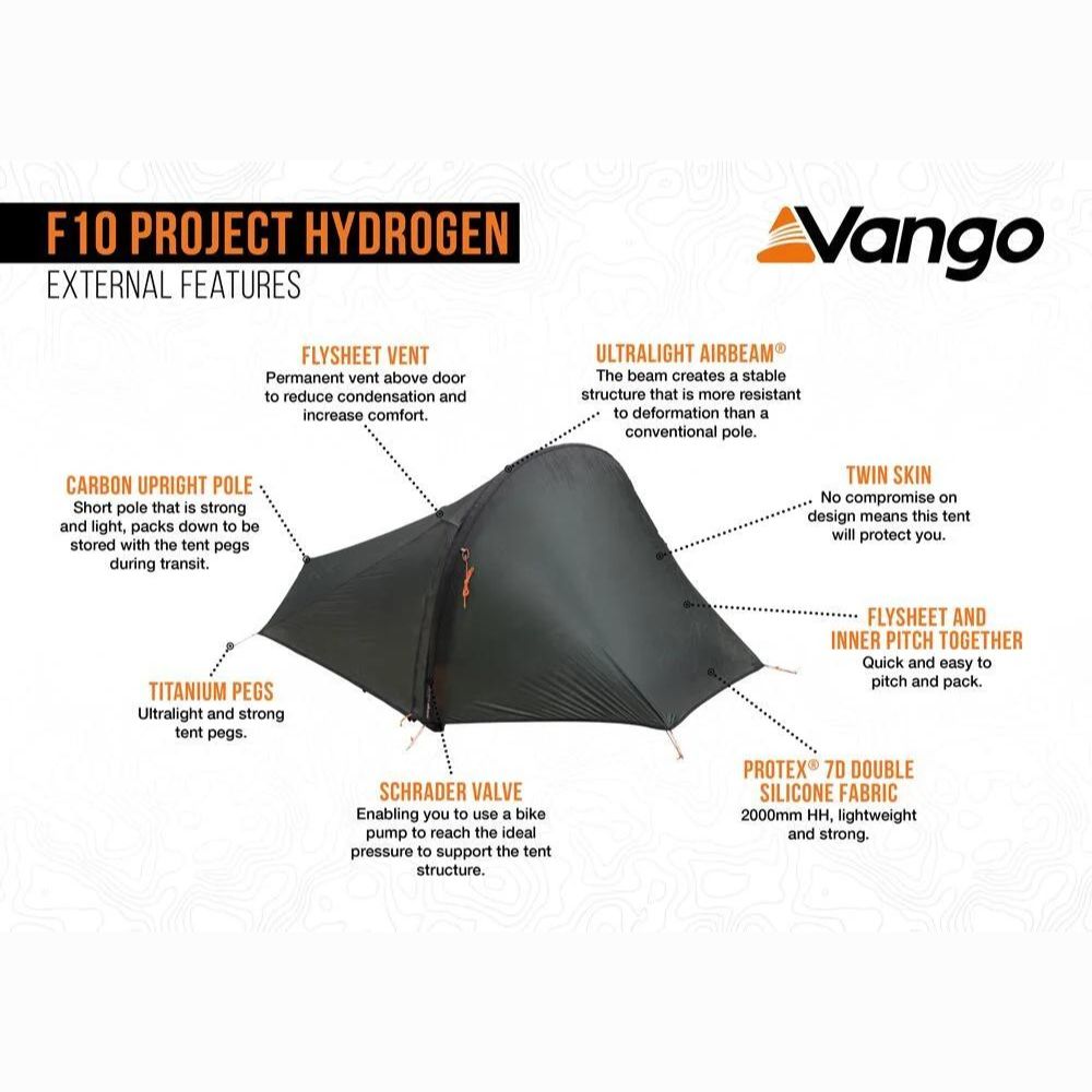 F10 Hydrogen Air Tent set up in the wilderness – ultralight and compact bikepacking tent for outdoor enthusiasts