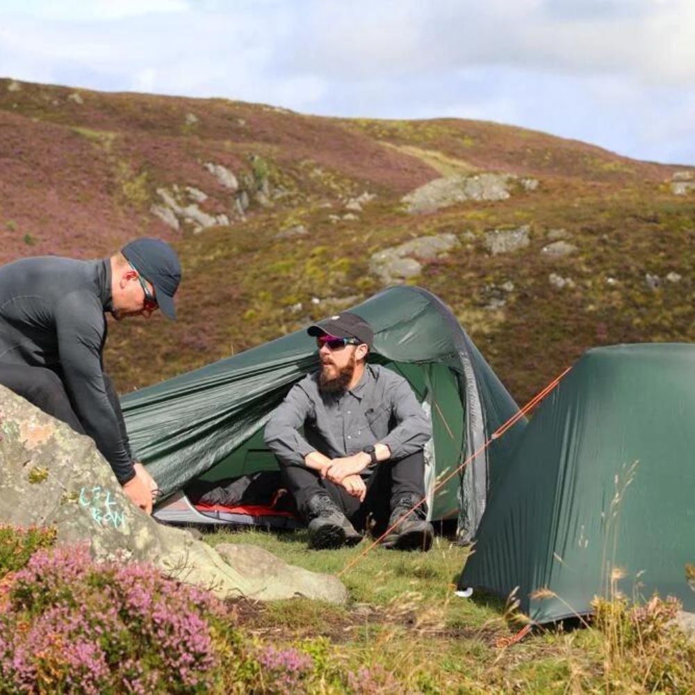 F10 Hydrogen Air Tent set up in the wilderness – ultralight and compact bikepacking tent for outdoor enthusiasts