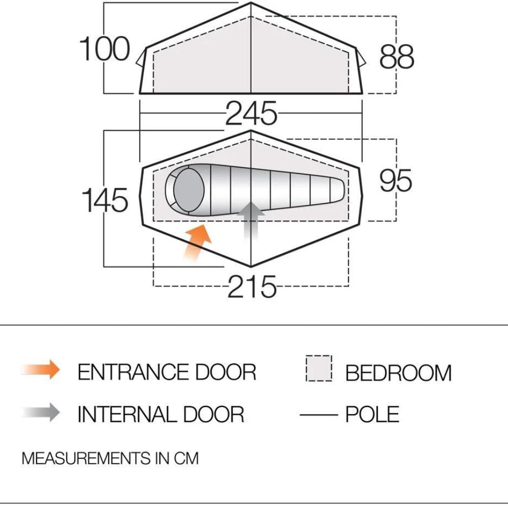 Vango Nevis 100 Tent – lightweight tent for 1 person, ideal for backpacking and solo trips