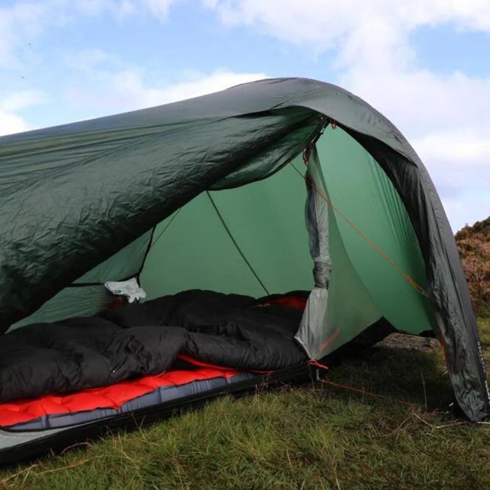 F10 Hydrogen Air Tent set up in the wilderness – ultralight and compact bikepacking tent for outdoor enthusiasts