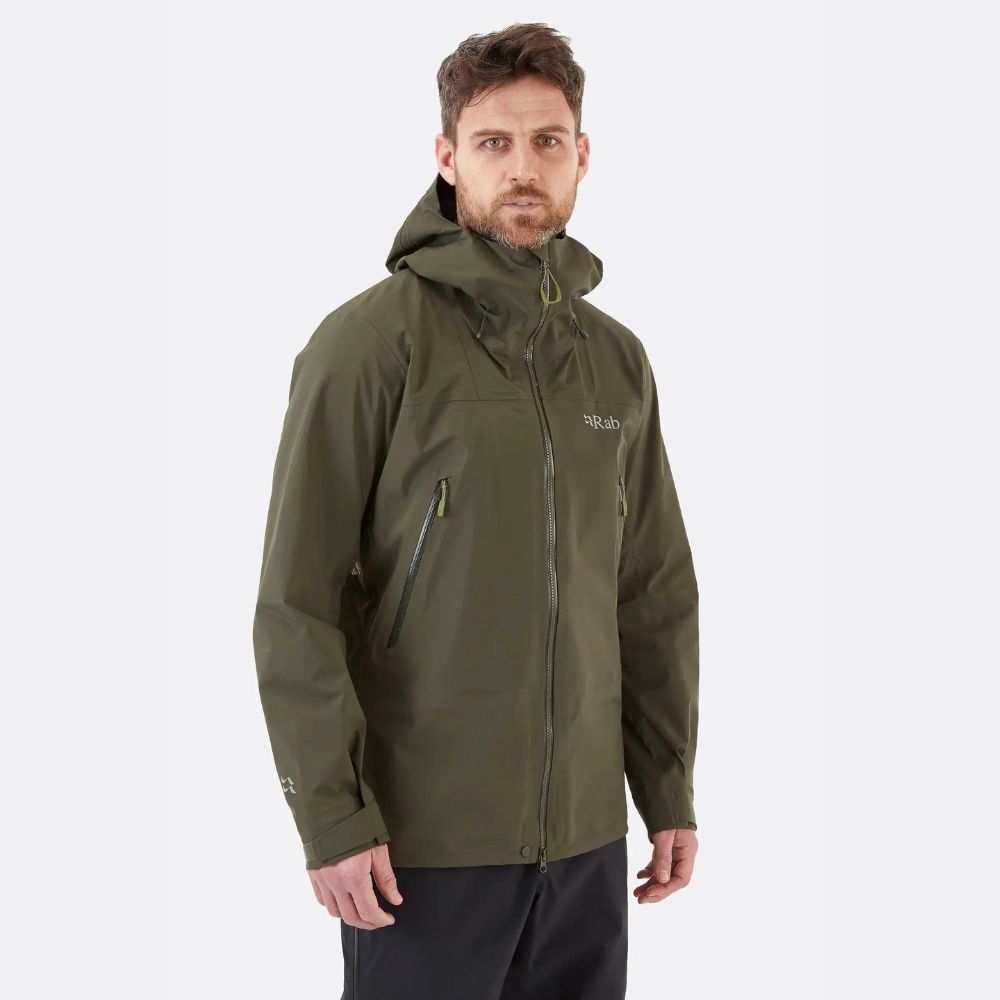 Rab Men's Kangri GORE-TEX Jacket front view - Waterproof shell for hiking and mountaineering.