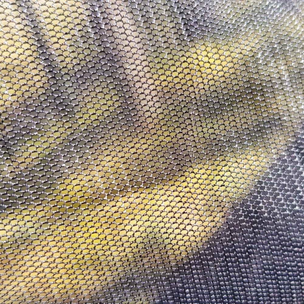 Detailed view of hammock's mesh netting.