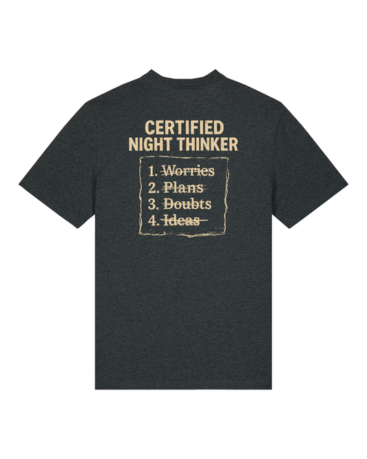 Certified Night Thinker Organic Tee - Dark Heather Grey