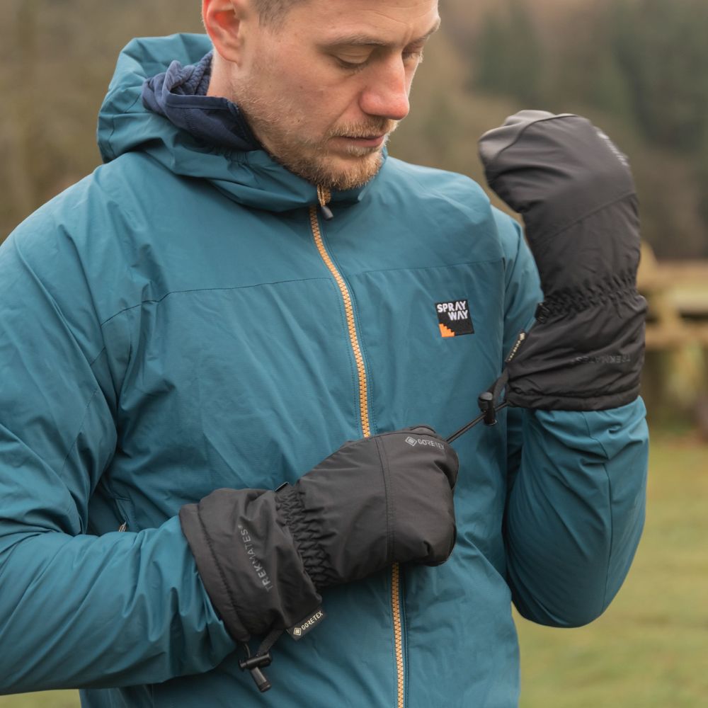 Person adjusting the strap of Chamonix GTX Mitt.