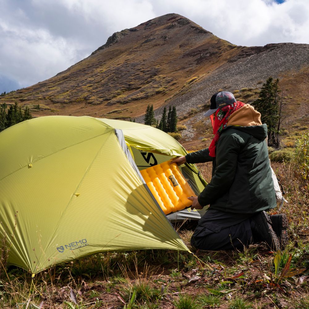 Ultralight OSMO Backpacking Tent set up in nature – lightweight, water-resistant tent ideal for outdoor adventures