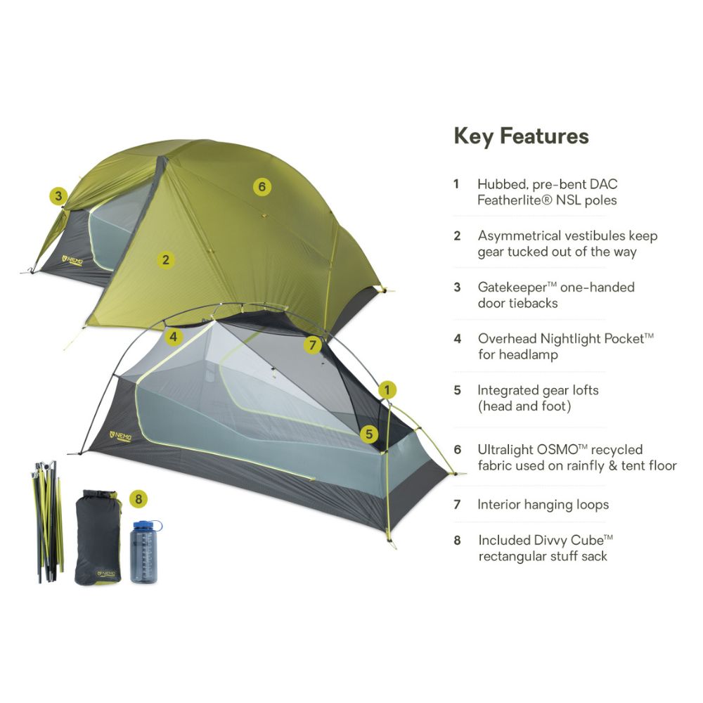 Ultralight OSMO Backpacking Tent set up in nature – lightweight, water-resistant tent ideal for outdoor adventures