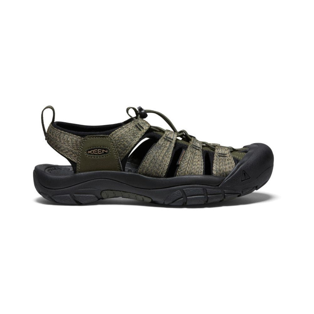 Side profile of forest night black men's Newport H2 sandal.