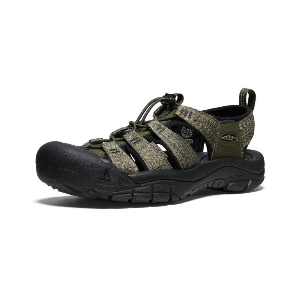 Side view of forest night black men's Newport H2 sandal.