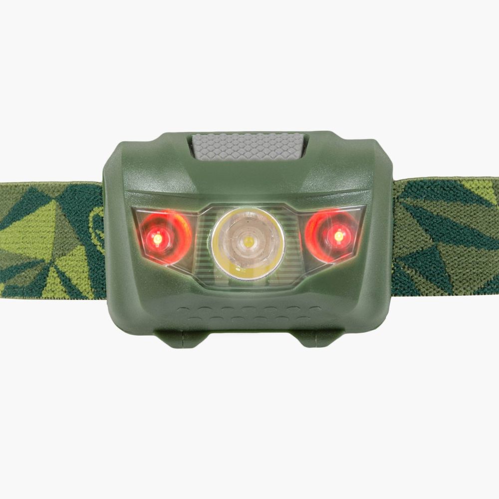 Mizar Head Torch illuminated with dual red lights.