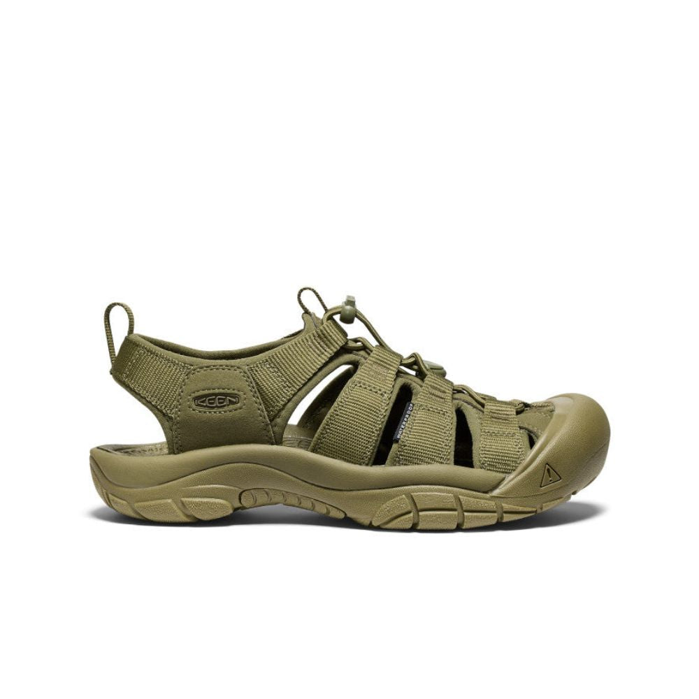 Side profile of monochrome olive drab men's Newport H2 sandal.