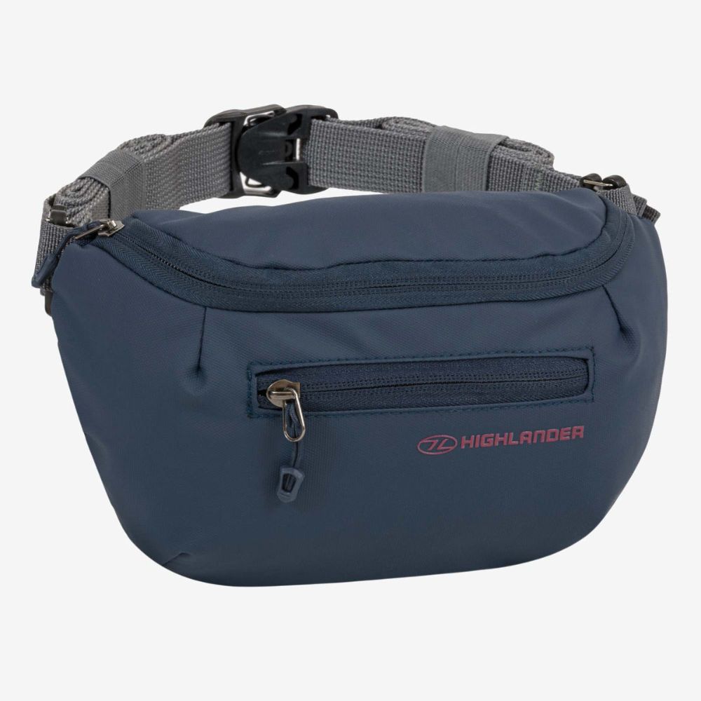 Navy-colored Targa bum bag featuring a compact design with front zippered pocket and adjustable strap.