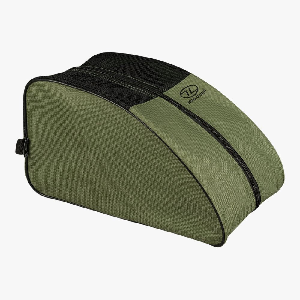 A Olive Highlander Breather Boot Bag with mesh ventilation panel.