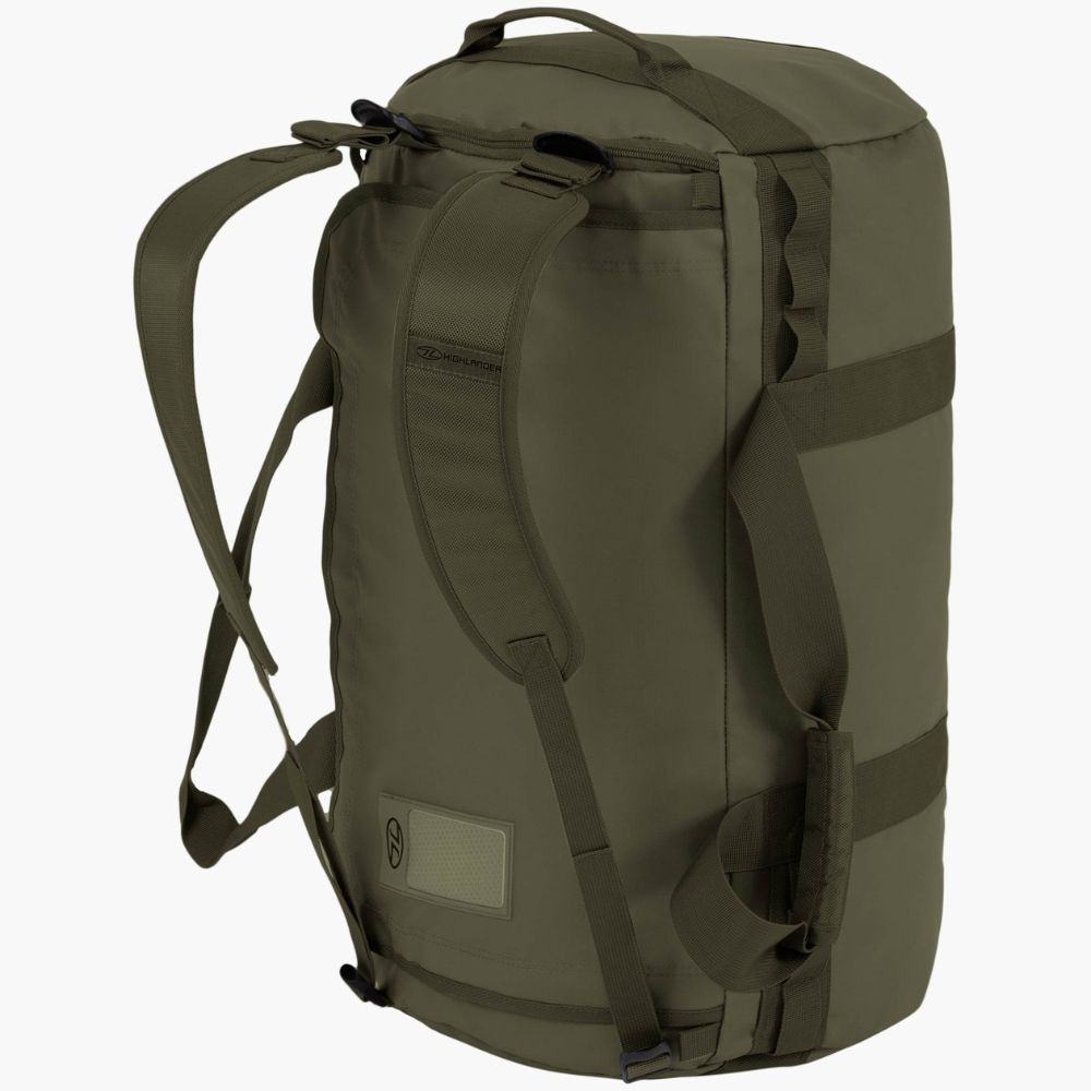 Olive 65 L Storm Kitbag Duffle with back straps.