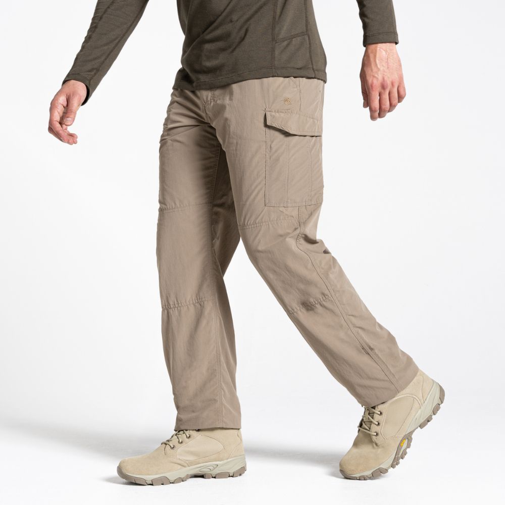 Side view of Men's NosiLife Cargo II Trousers highlighting ergonomic design and fit.