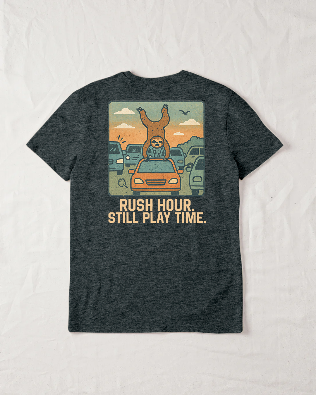 Rush Hour. Still Playtime Organic Tee - Dark Heather Grey