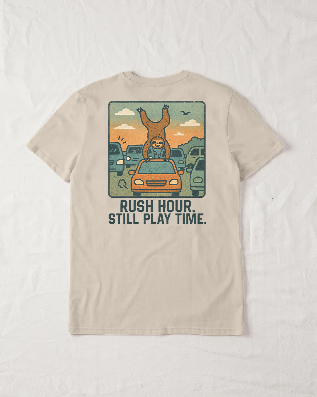 Rush Hour. Still Playtime Organic Tee - Natural Raw