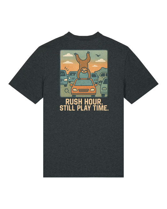 Rush Hour. Still Playtime Organic Tee - Dark Heather Grey