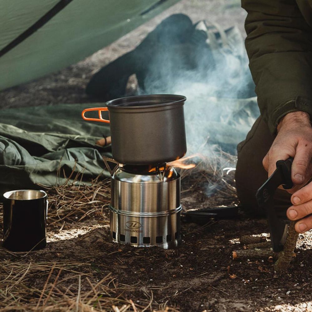 Cabar wood-burning stove used at campsite.