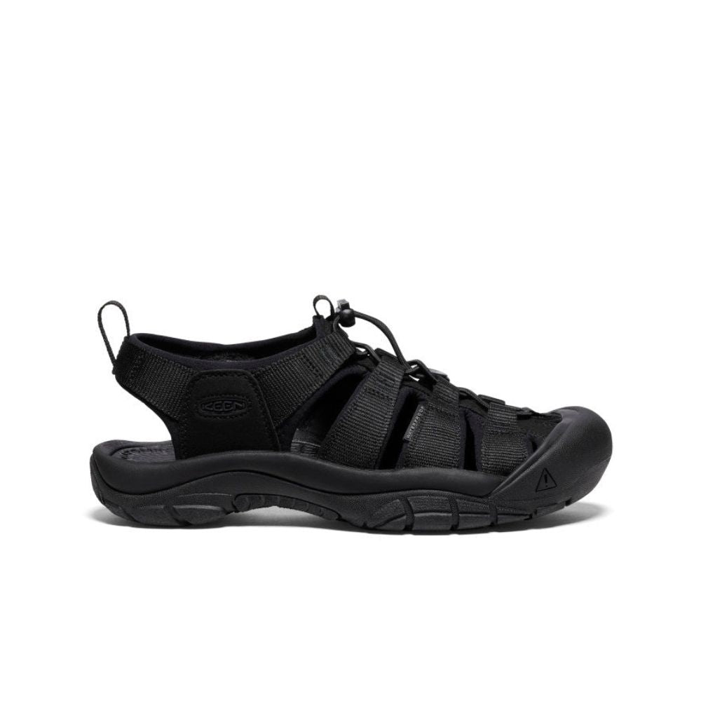 Side profile of triple black men's Newport H2 sandal.