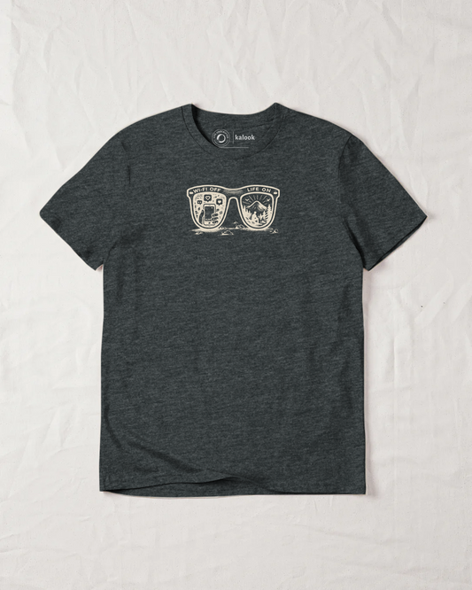 Wifi Off. Life On. Organic Tee - Dark Heather Grey