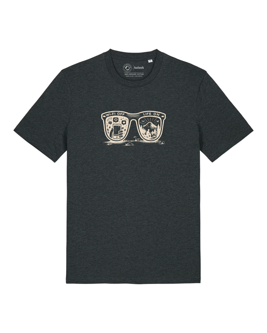 Wifi Off. Life On. Organic Tee - Dark Heather Grey